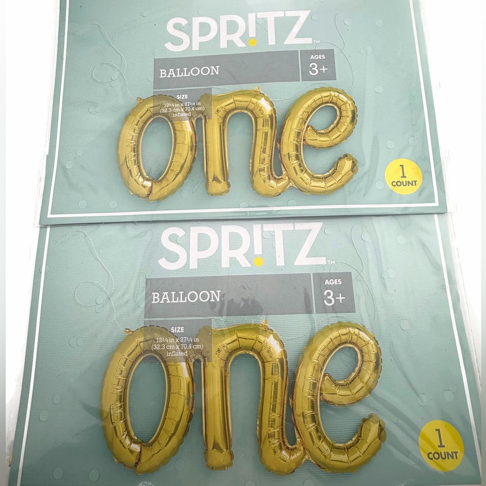 Set of 2 Spritz Gold "One" Foil Balloons